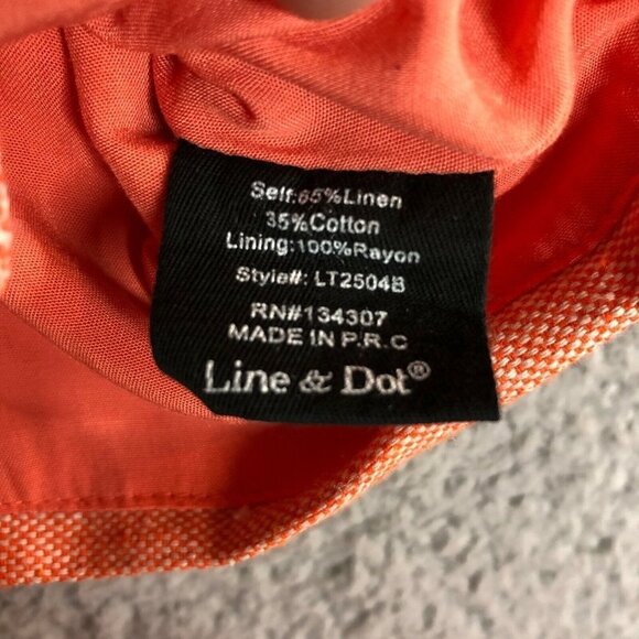 REVOLVE Line and Dot Zoe Wrap Top Linen Blend Puff Sleeve V-Neck Orange Small - Picture 7 of 11